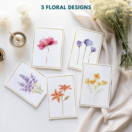 Blank Cards, 30 Blank Greet Cards, Gold Foil Blank Note with Envelopes