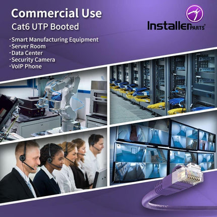 InstallerParts CAT6 Cable UTP Booted - Purple, 3 FT, 1 Pack - Professional Series - 10Gbps, Cat6 Patch, Ethernet, Network, Internet Cable