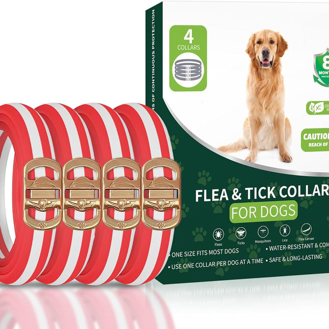 Dog Flea Collars, 4 Pack, Adjustable, Soft Material with Rounded Edges
