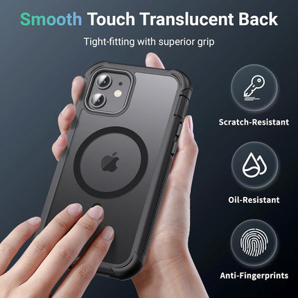 jaroco Magnetic for iPhone 12/12 Pro Case, [Compatible with MagSafe][Military Grade Drop Protection][Heavy Duty Protection][Non-Slip][Shockproof] 2-Layer Durable Bumper Phone Case 6.1''-Black