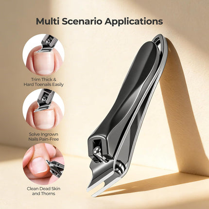 4 in 1 Automatic Electric Nail Clipper, 2026 Upgraded Nail Clippers Set with LED Light & Nail Scrap Storage & Professional Slant Edge Nail Clipper, Effortless Toenail Trimmer for Seniors Adults-Gray