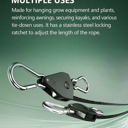 4-Pack 1/8" Rope Hanger, Ratchet Tie Down Strap