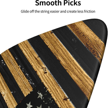 6 Pack Premium 0.73mm Guitar Picks, Stylish Design, Comfortable Grip, Perfect for Acoustic & Electric Guitar Bass Ukulele Players, Sturdy Medium Picks Pack - Wood American Flag