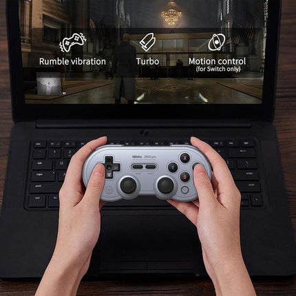 AKNES 8Bitdo SN30 Pro Wireless Bluetooth Controller, Hall Effect Joystick, with Rumble Vibration USB-C Cable Gamepad Compatible with Switch/Switch 2,Windows, Mac OS, Android, Steam - Gray