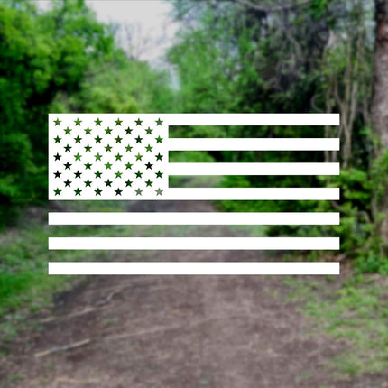 American US Flag [Pick Color/Size] Vinyl Decal Sticker for Laptop/Car/Truck/Window/Bumper (5in x 2.8in, Gloss White)