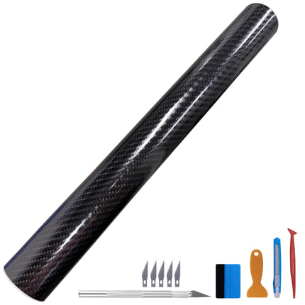 3D Black Carbon Fiber Car Vinyl Wrap Self-Adhesive Film 1ft x 5ft
