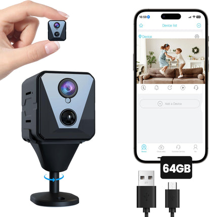 2025 Upgraded Security Camera, 4K HD Mini Nanny Cam for Home with Night Vision, WiFi Indoor Camera, 100 Days Long Battery Life, Motion Detection, Remote Viewing, Wireless Surveillance Cam