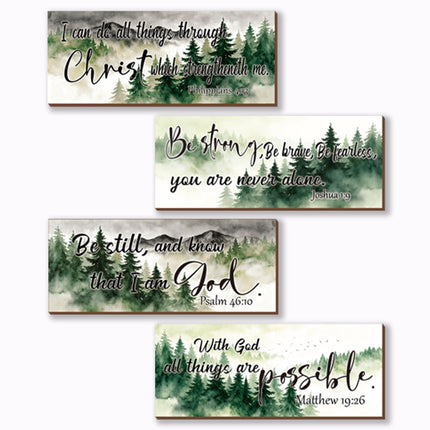 4 Pieces Bible Verses Wall Decor Rustic Wooden Christian Signs Farmhouse Religious Decor for Home Prayer Wall Art for Living Room Office Bedroom Bathroom(Farmhouse,10x4)