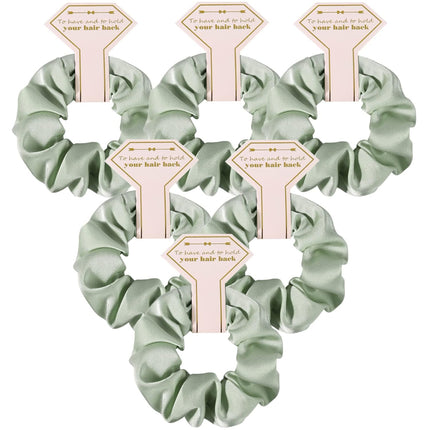Satin Bridesmaid Scrunchies Bachelorette Hair Ties Set of 6 Bridal Shower No Damage Hairties ideas Gift for Wedding Party Favors Bridesmaid Proposal Gifts (Sage Green)