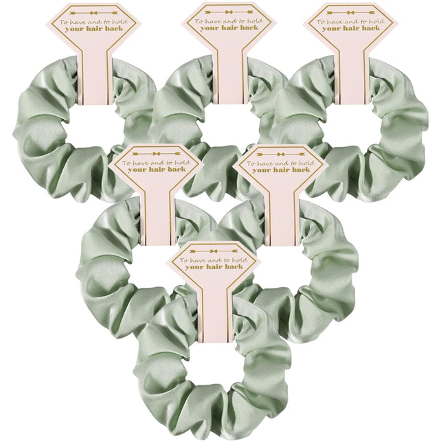 Satin Bridesmaid Scrunchies Bachelorette Hair Ties Set of 6 Bridal Shower No Damage Hairties ideas Gift for Wedding