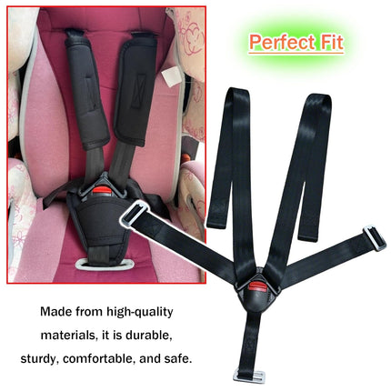 Universal 5 Point Child Seat Chest Harness with Locking Buckle Adjustable Straps Replacement for Child Highchair Stroller Pushchair