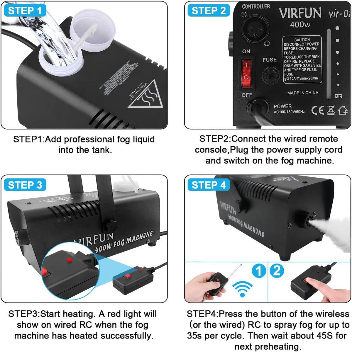 Fog Machine, Smoke Machine with Wireless&Wired Remote Control for Halloween, Party, Outdoor, Indoor and - photo 3