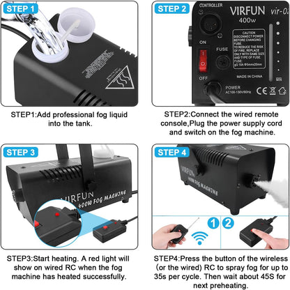 Fog Machine, Smoke Machine with Wireless&Wired Remote Control for Halloween, Party, Outdoor, Indoor and - photo 3