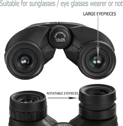 12x25 Compact Waterproof Binoculars for Adults and Kids - photo 3