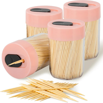Palillero resistente con palillos de madera natural para limpieza dental, decoración única para el hogar, regalo original (2, azul)