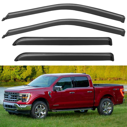 in-Channel Window Visors Rain Guards for 2017-2026 Ford F250 F350 F450 F550 Super Duty SuperCrew, Window Vent Wind Shades Deflectors for 17-26 F-250~F-550 SD Crew Cab
