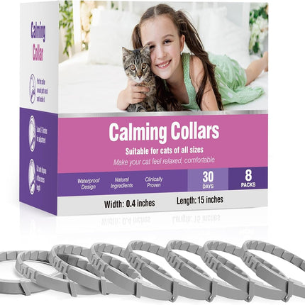 Tcllka Calming Collar for Cats 8 PK Cat Relief Pheromone Collar for Cats Calming for Cats Collar 8