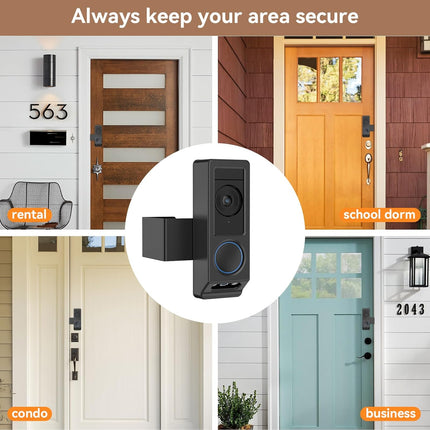 Anti-Theft Video Doorbell Mount for Eufy E340 Camera, No-Drill Adjustable Mounting Bracket Holder Accessories for Eufy Doorbell Camera Mount, Apartment Door Bell Kits for Home Rentals Room (Black)