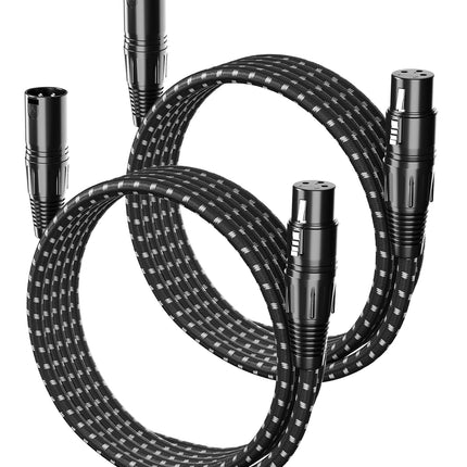 XLR Cables 3ft 2 Pack,Short Microphone Cable OFC Noise Reduction