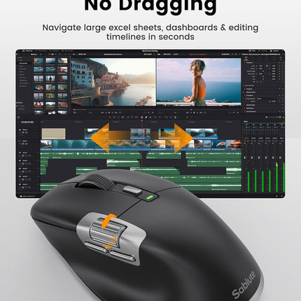 SABLUTE Wireless Mouse with Ultra-Fast Scrolling, Side Scroll, Wired+2.4GHz,+Dual Bluetooth, App-Customizable, Ergonomic, Rechargeable, Quiet Clicks, 8K DPI MAX, MAM6 Office Mice for Windows, MacOS