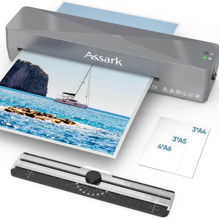 Laminator Machine 9 Inch with 10 Laminating Sheets, Laminator A4 with Quick Preheating, Paper Cutter, Low Noise, Hot & Cold Modes, ABS Jam-Free for Office & Home Use