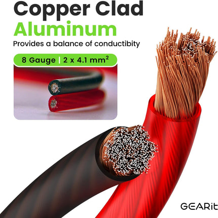8 Gauge Wire, for Automotive Power/Ground, Battery Cable, Car Audio, RV, Amp, CCA, Automotive Wire, Amp Kit, Battery Cables, Wiring Kit, (25 feet Each- Black/Red)