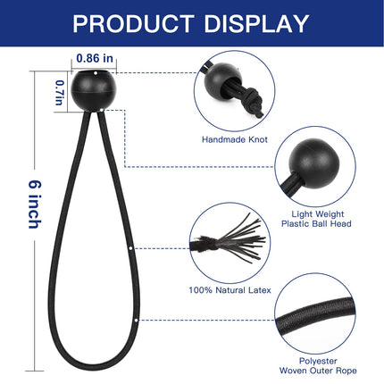 Tarp Ball Bungee Cords 6 Inch,100 PCS Bungee Balls Ties Heavy Duty Canopy Tarp Tie Down Ball for Camping,Shelter,Cargo,Tent Poles with UV Resistant