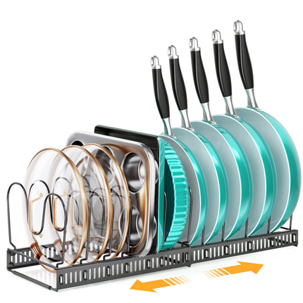 Expandable Pot Pan Lid Organizers inside Cabinet, 10 Divider-Black