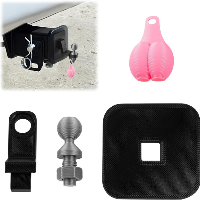 Funny Mini Trailer Hitch Ball Cover,Novelty Humorous Mini Hitch Ball Joke Tiny Balls Hitches with Nuts,Portable Tiny