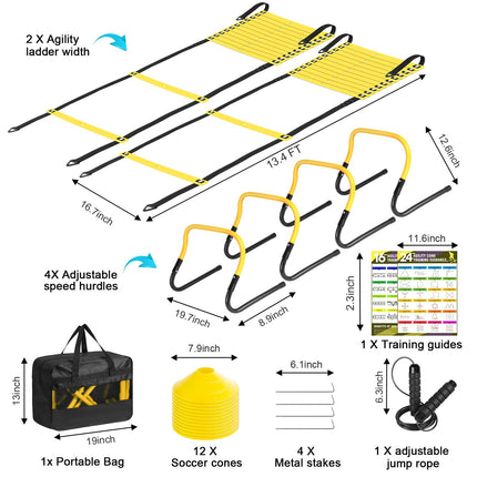 2 Pack Agility Ladder, Soccer Speed Training Equipment Set