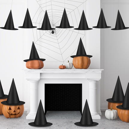 12 PCS Witch Hats, Thickened Hanging Witches Hats Halloween Decor