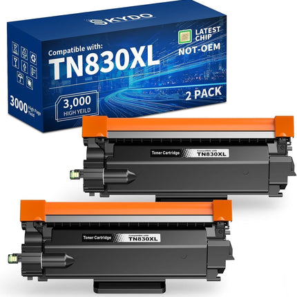 Skydo TN830XL Black High Yield Printer Compatible Toner Cartridge for TN830 TN-830 TN 830 XL Work for DCP-L2640DW HL-L2460DW HL-L2480DW MFC-L2820DW HL-L2400D HL-L2405W Printers (2 Packs)