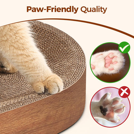 Cat Scratcher Bed, Oval Cardboard Scratching Board for Indoor Cats