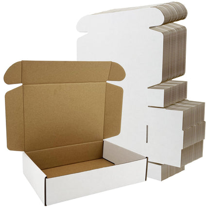50 Pack 9x6x2 Inches Shipping Boxes, Corrugated Cardboard Mailing Box, Small White Gift Box Mailers, Packaging Boxes for Business Present, Moving and Storage