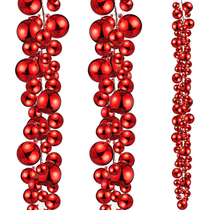 2 Pcs 6 ft Christmas Ball Ornament Garland, Champagne Gold