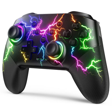 Switch Controllers Compatible with Switch/Lite/OLED/PC Windows, 1000mAh Programmable RGB Lightning LED, Wireless Pro Controller with One Key Pairing/Wake Up/Turbo/Vibration