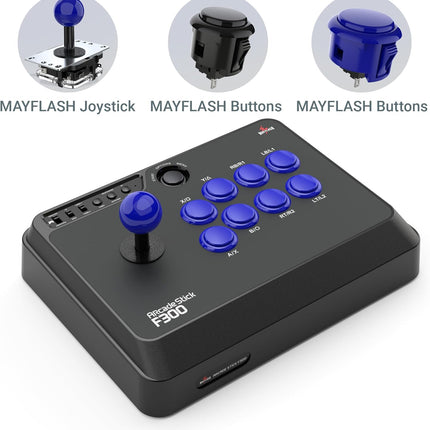 MAYFLASH F300 Arcade Fight Stick Joystick for Switch/Switch 2, PS4, PS3, Xbox Series S/X, Xbox One, Xbox 360, macOS, Windows, Steam Deck and more