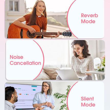 Mini Wireless Lavalier Microphone for iPhone 16/15/14/Android, Lapel Mic with Noise Reduction, 12H, 65ft, Pink Tiny Microphone Content Creator Interview for Vlog YouTube TikTok Recording (Pink)