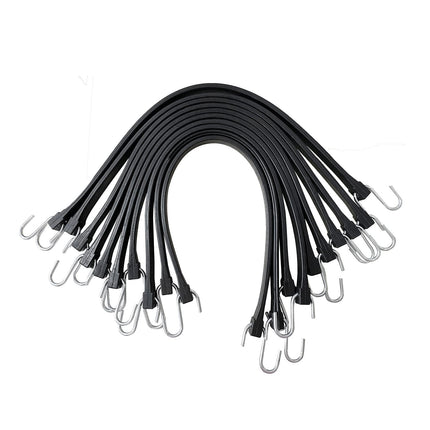 21" Rubber Tarp Straps with 150% Max Stretch, 100% EPDM Bungee Cords with Metal Crimped S Hooks, Ideal for Securing Tarps, Cargo, Canvases, Weatherproof (10 Pack)