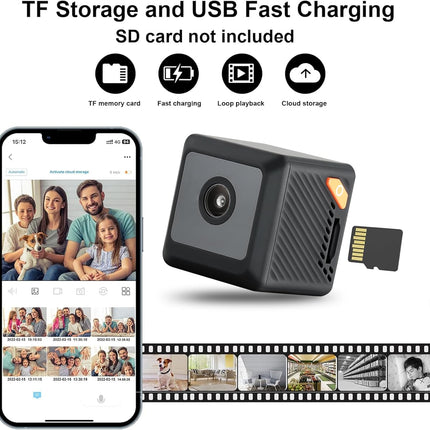 1080P HD Mini Wireless Camera with Long Battery Life, AI Human Eye Detection, Auto Night Vision, WiFi, Baby Monitoring, SD Card Loop Recording and App Control