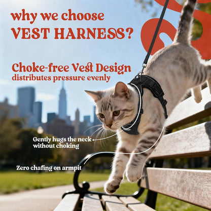 Cat Harness and Leash for Walking, Escape Proof Soft Adjustable Vest Harnesses for Cats, Easy Control - photo 3