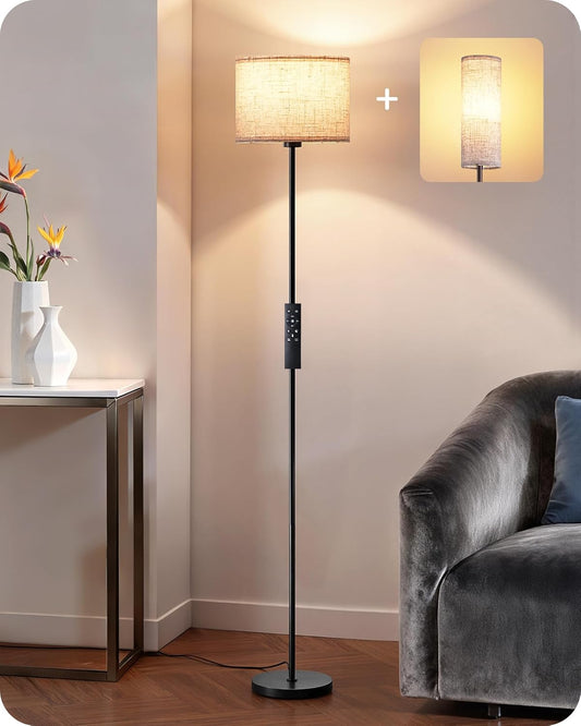 63.7 in. Modern Black Dimmable Floor Lamp with Remote and Foot Switch