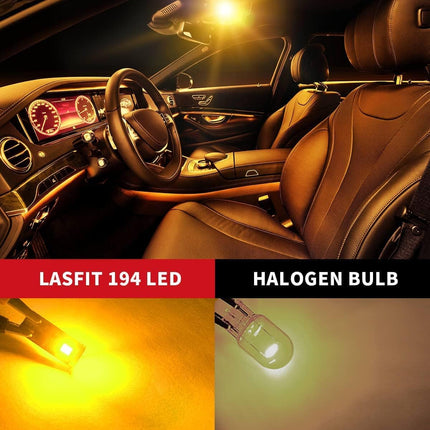 LASFIT 194 168 T10 2825 W5W LED Bulb Canbus Error Free, Non-Polarity 400LM Extremely Bright for Side Marker Map Doors, 12-24V, Amber Yellow, Pack of 2