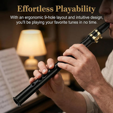 Portable Pocket Saxophone - 8-Hole Mini Soprano/Alto Clarinet-like Reed Instrument, Compact Resin Saxophone for Beginners & Travel, White Pocket Saxie with Golden-Style Ligature-like Mechanism
