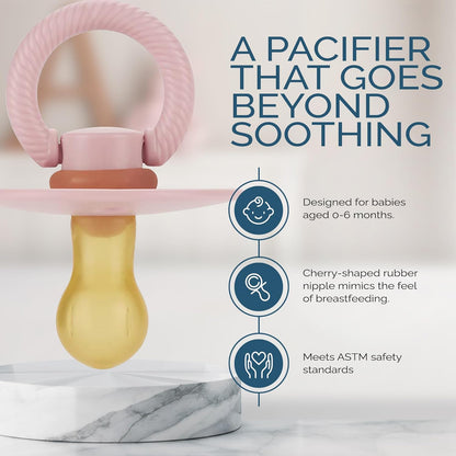 Natural Rubber Newborn Pacifiers (Set of 2) – Baby Pacifiers with Cherry-Shaped Nipple & Large Air Holes - photo 3