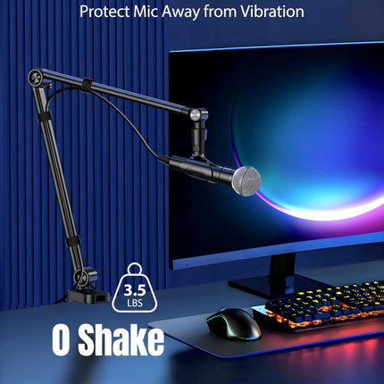 UBeesize Microphone Boom Arm, Aluminum Alloy Mic Arm Stand for Blue Yeti, HyperX QuadCast, Shure SM7B and Other Mic, 360° Rotatable Head Mic Arm Desk Mount with 3/8" to 5/8" Adapter for Podcast Gaming