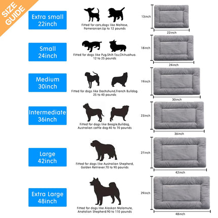 Dog Crate Pad Washable Dog Bed for Crate Medium Mat 36-Inch Gray