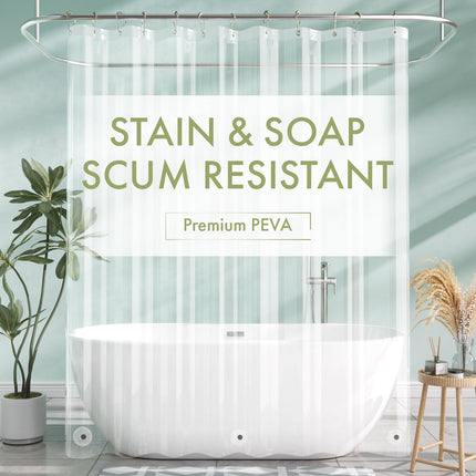 Shower Curtain Liner, 72x72 Clear Shower Curtain Liner, Waterproof Plastic Shower Liner, Lightweight PEVA Shower Curtain for Bathroom with 3 Magnets and 12 Rustproof Metal Grommets