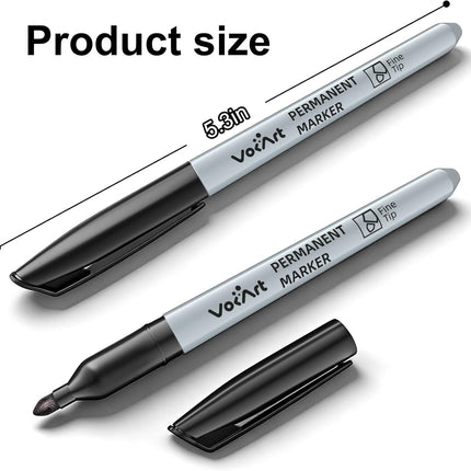 VOKART Permanent Markers Bulk, 150 Pack Black Permanent Markers, Thin Fine Point Tip for Office & Moving Supplies, Quick-Dry & Waterproof Ink Marker Pens for Moving Boxes, Labeling & Industrial Use