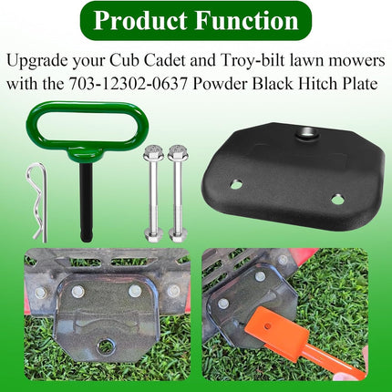 703-12302-0637 Hitch Plate with 1/2" Pin, R Clip, 2 Pcs Bolts & Nuts, Fit for Cub Cadet Ultima ZT1 42 46 50 54 & ZT2 Lawn Mowers, Towing Hitch Kit, Universal Heavy Duty Zero Turn Mower Trailer Hitch